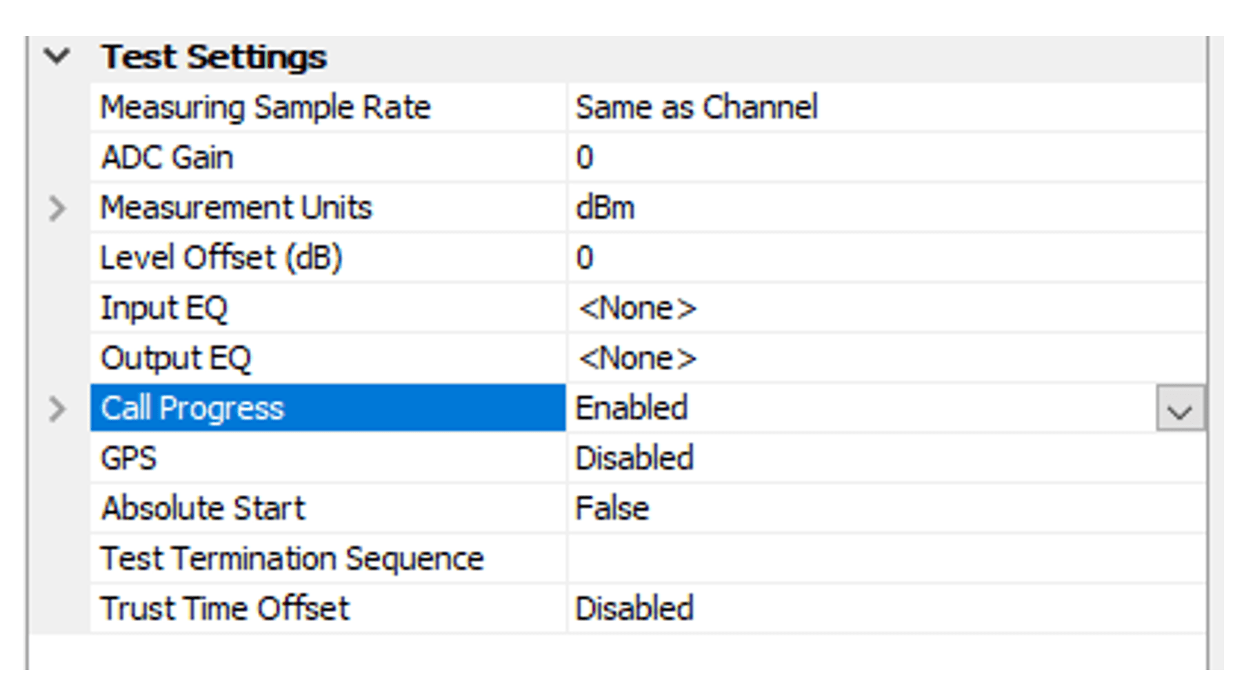 Test Setting